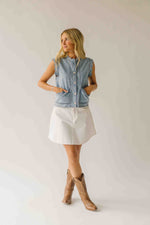 The Tavis Button-Up Vest in Light Denim (SHIPS MID SEPTEMBER)