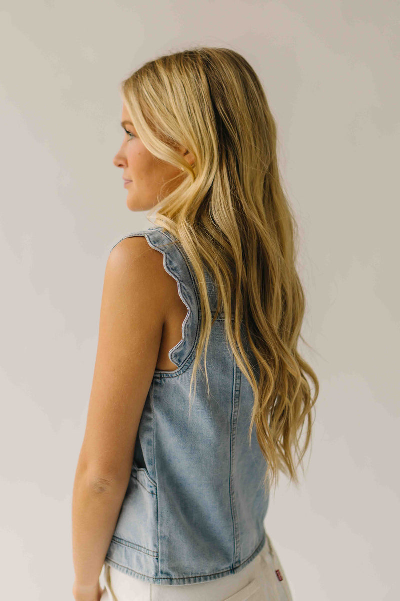 The Tavis Button-Up Vest in Light Denim (SHIPS MID SEPTEMBER)