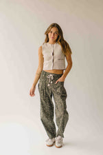 The Melanie Ditsy Floral Barrel Pant in Deep Green
