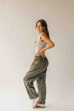 The Melanie Ditsy Floral Barrel Pant in Deep Green
