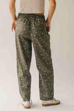 The Melanie Ditsy Floral Barrel Pant in Deep Green