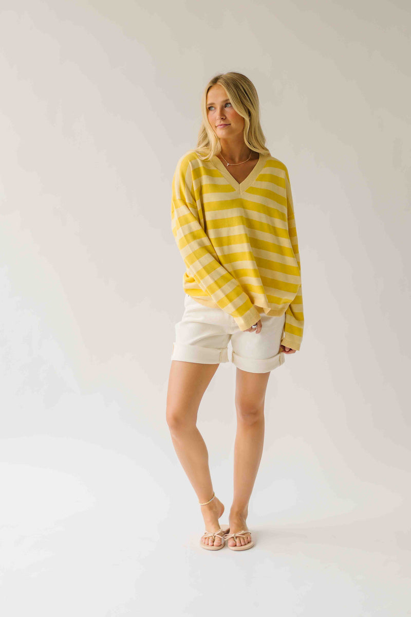 The Linda Striped Lightweight Sweater in Lemon