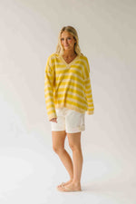 The Linda Striped Lightweight Sweater in Lemon
