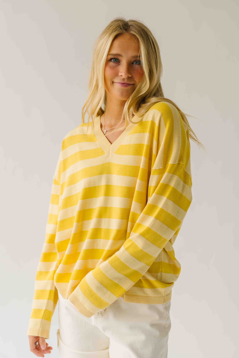 The Linda Striped Lightweight Sweater in Lemon