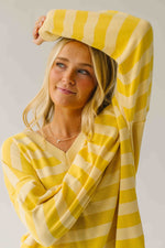 The Linda Striped Lightweight Sweater in Lemon