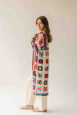The Knox Crochet Long Cardigan in Multi