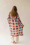The Knox Crochet Long Cardigan in Multi