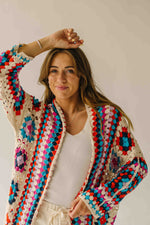 The Knox Crochet Long Cardigan in Multi