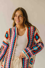 The Knox Crochet Long Cardigan in Multi