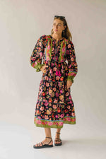 The Holbrook Floral Midi Dress in Black Multi