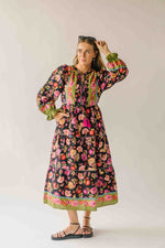 The Holbrook Floral Midi Dress in Black Multi