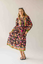 The Holbrook Floral Midi Dress in Black Multi