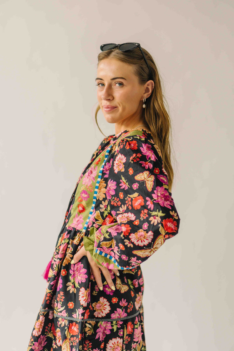 The Holbrook Floral Midi Dress in Black Multi