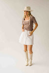The Lowry Ribbed Tie Detail Blouse in Mushroom