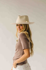 The Lowry Ribbed Tie Detail Blouse in Mushroom