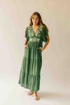 The Dayton Embroidered Maxi Dress in Green