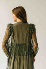 The Gizelle Lace Tiered Maxi Dress in Olive
