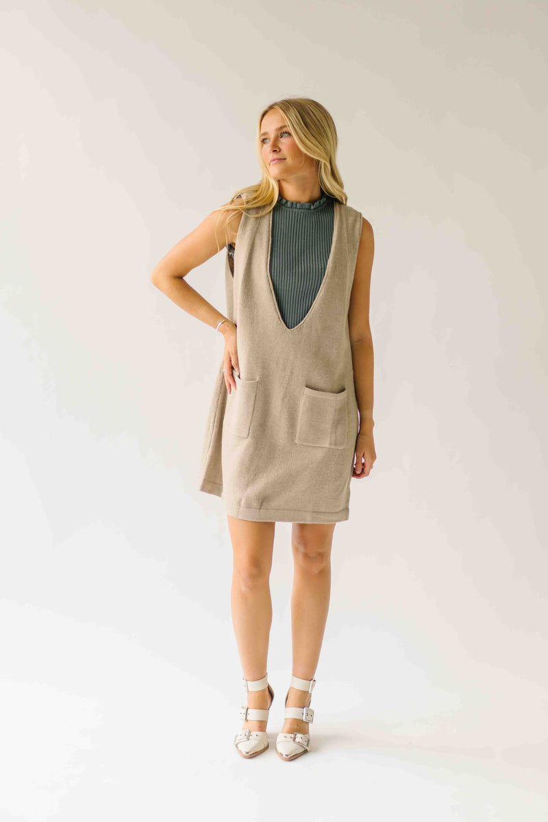 The Hancey Brushed Knit Sweater Dress in Stone