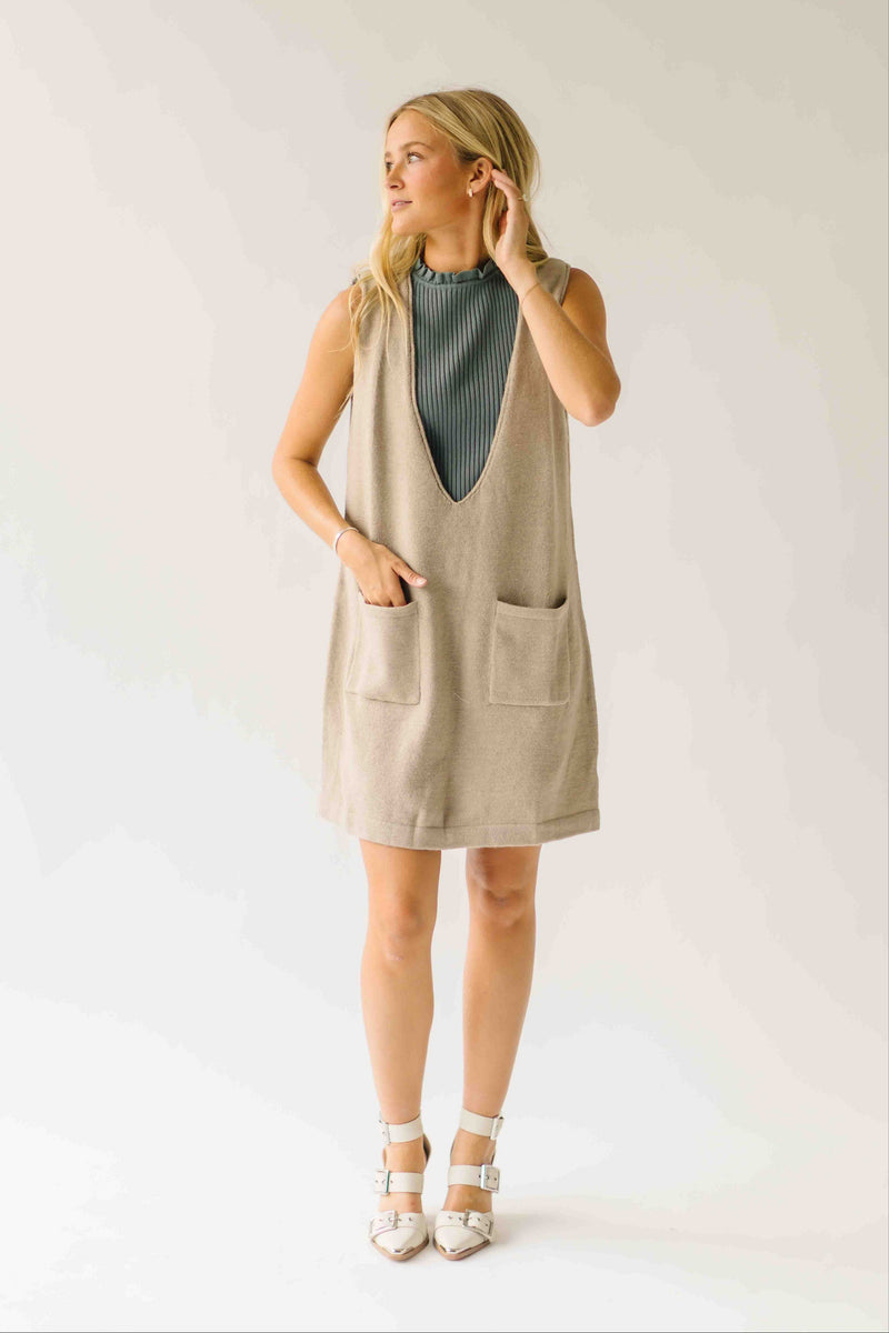 The Hancey Brushed Knit Sweater Dress in Stone