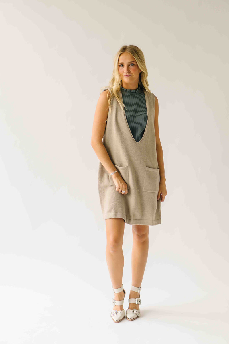 The Hancey Brushed Knit Sweater Dress in Stone