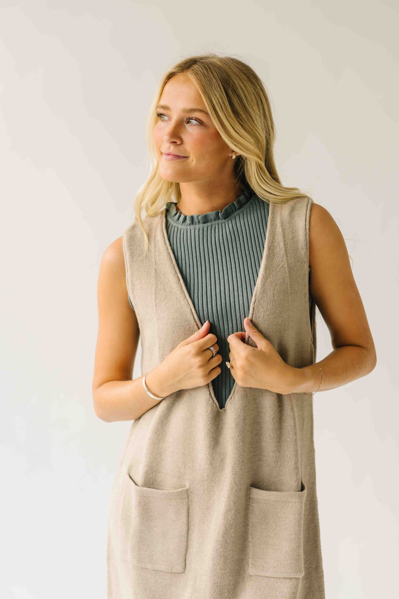 The Hancey Brushed Knit Sweater Dress in Stone
