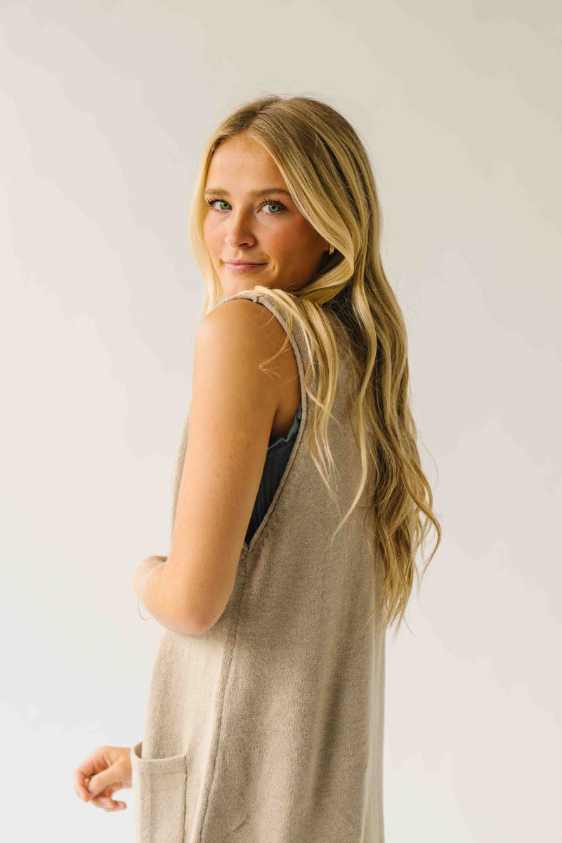 The Hancey Brushed Knit Sweater Dress in Stone