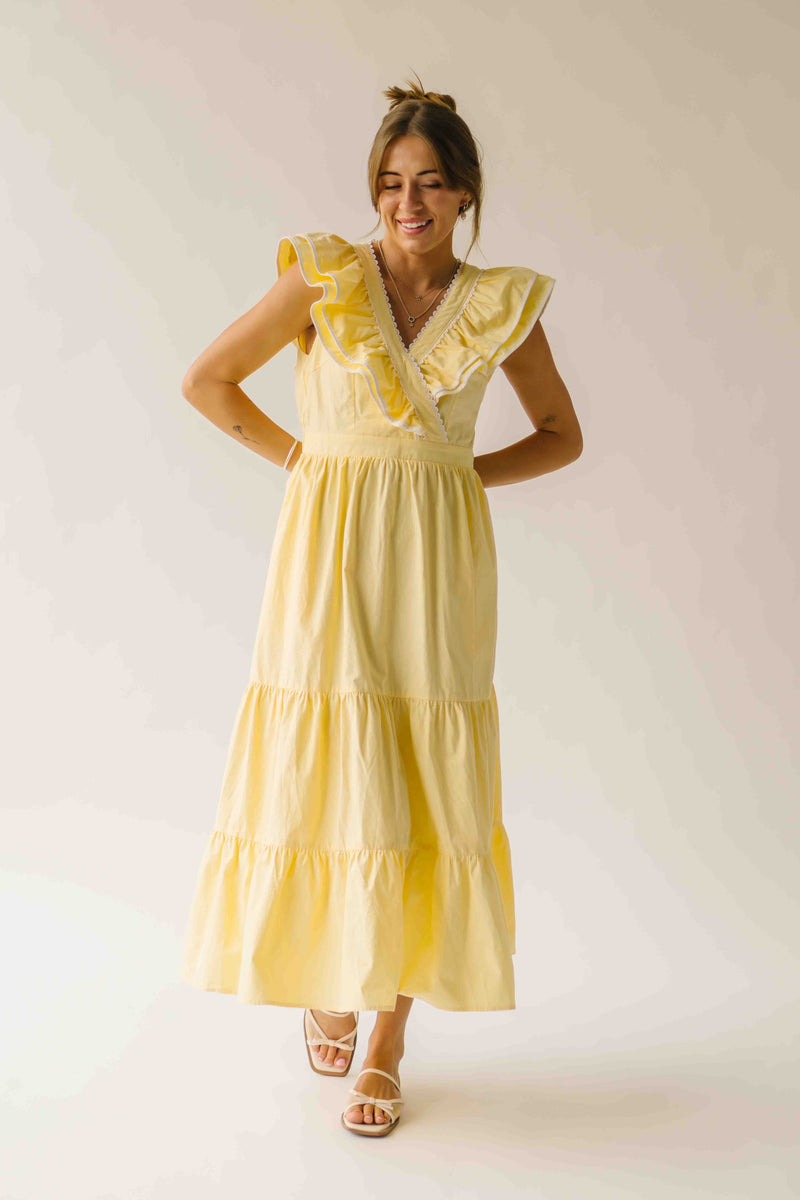 The Marielle Trim Detail Maxi Dress in Lemon
