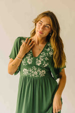 The Dayton Embroidered Maxi Dress in Green