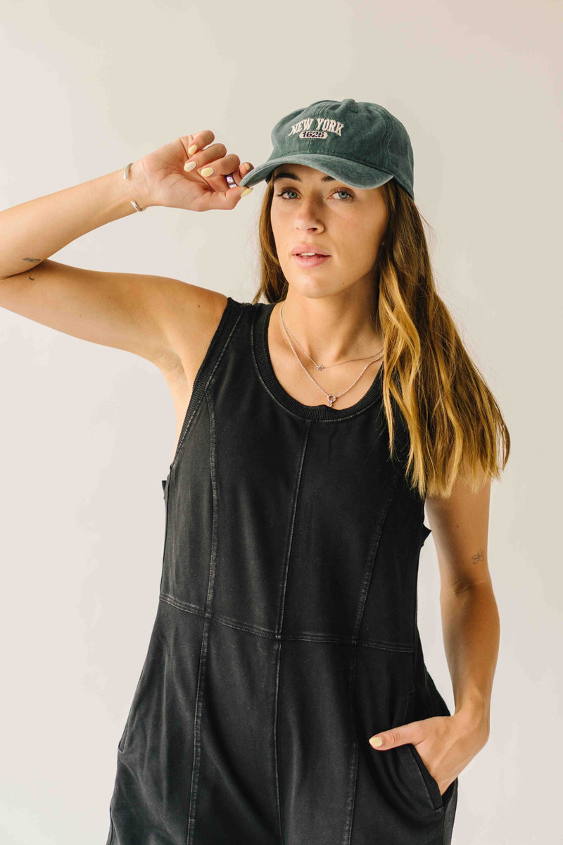 The Ainsley Washed Cotton Jumpsuit in Black