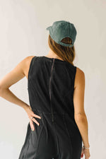 The Ainsley Washed Cotton Jumpsuit in Black