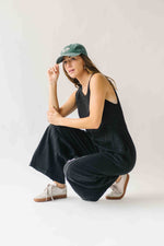 The Ainsley Washed Cotton Jumpsuit in Black
