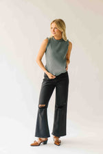 The Parenza Ruffle Detail Tank in Grey