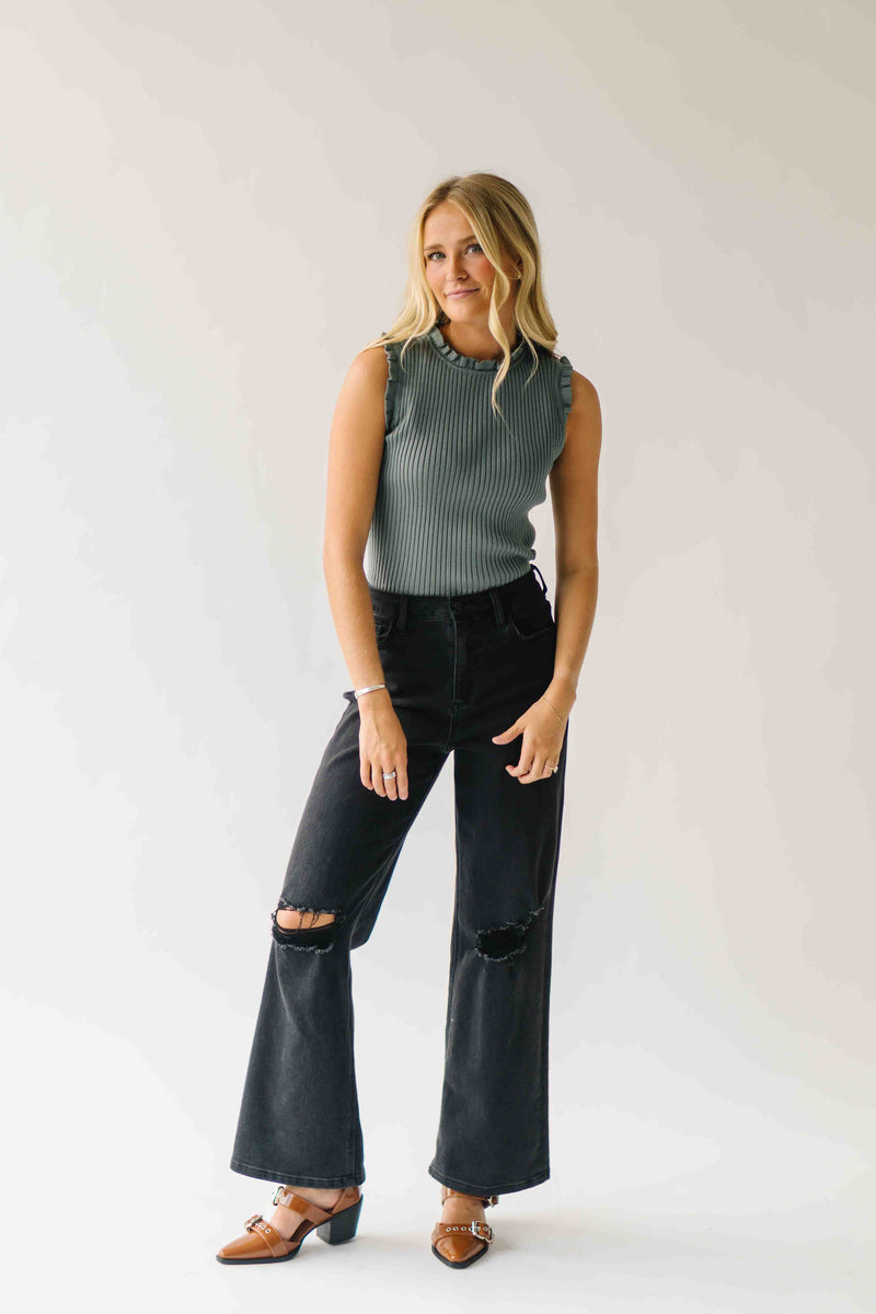 The Parenza Ruffle Detail Tank in Grey