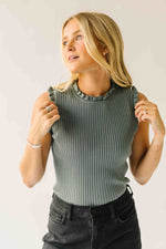 The Parenza Ruffle Detail Tank in Grey