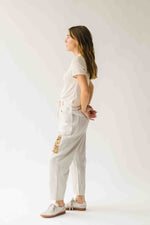 The Makenna Patchwork Drawstring Pant in Washed Khaki