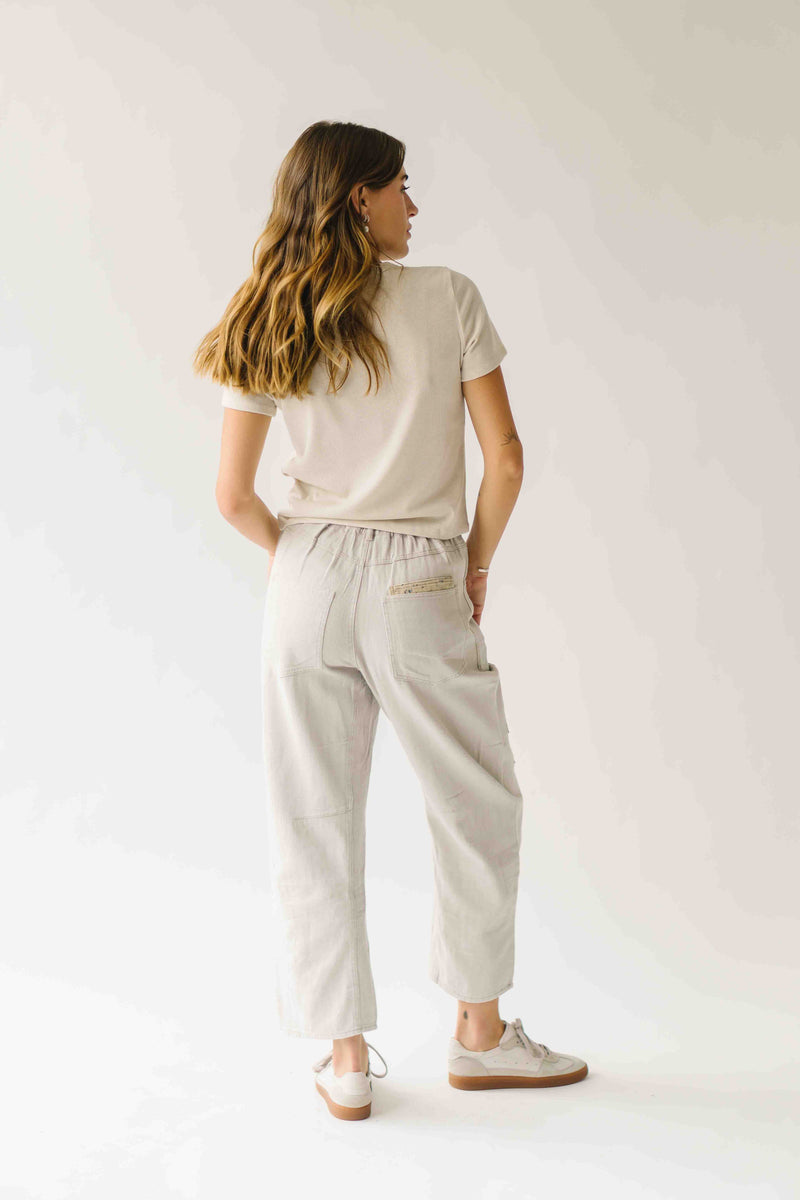 The Makenna Patchwork Drawstring Pant in Washed Khaki