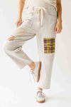 The Makenna Patchwork Drawstring Pant in Washed Khaki