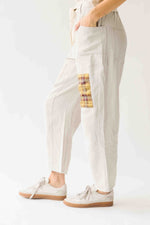The Makenna Patchwork Drawstring Pant in Washed Khaki