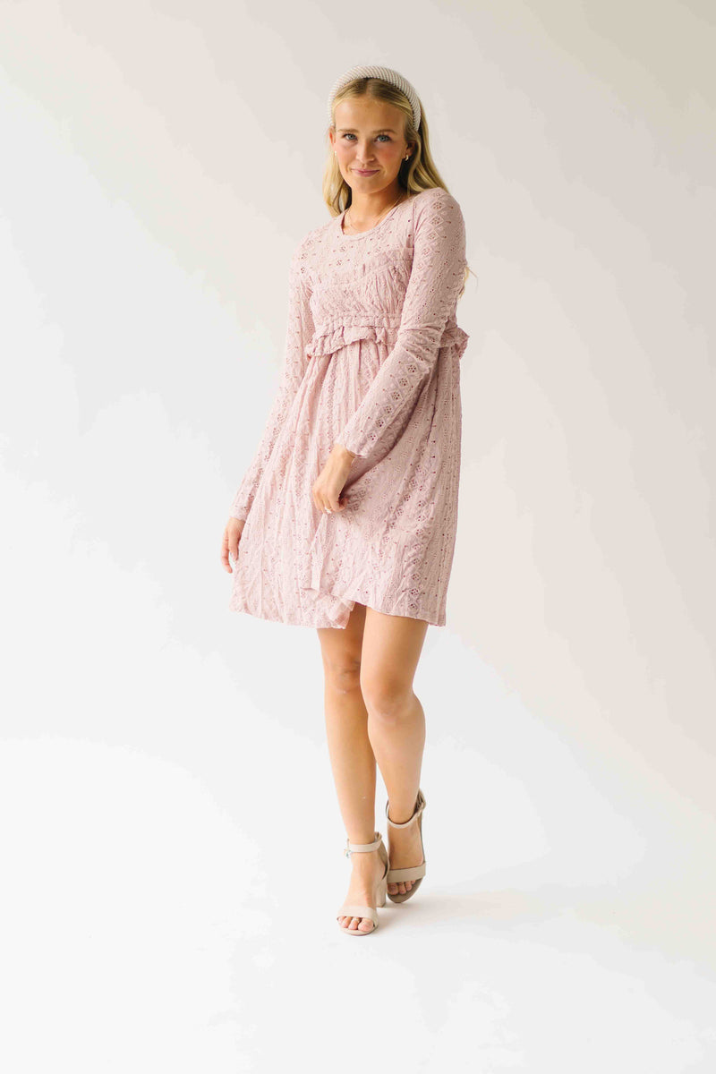 The Imelda Delicate Lace Dress in Mute Pink