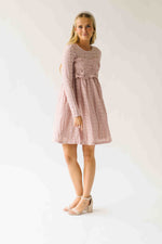 The Imelda Delicate Lace Dress in Mute Pink