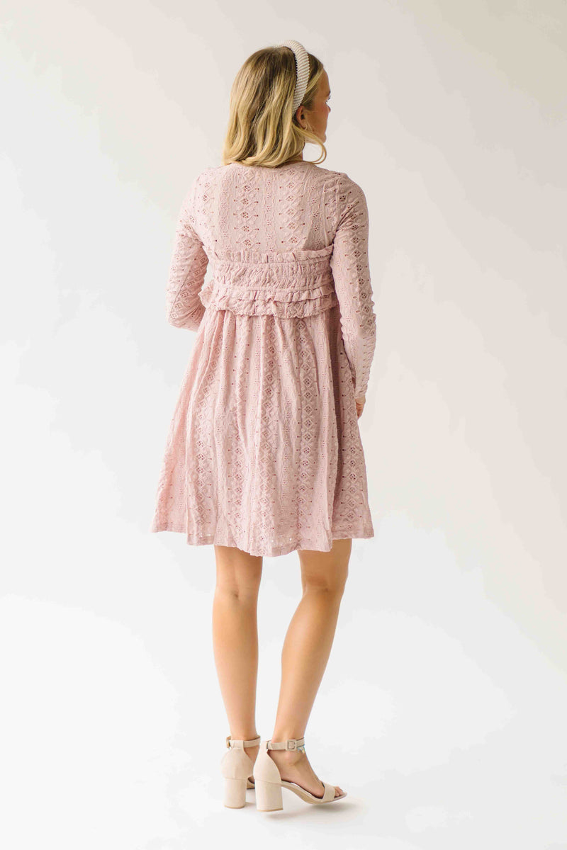 The Imelda Delicate Lace Dress in Mute Pink