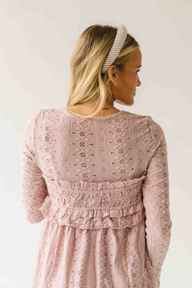 The Imelda Delicate Lace Dress in Mute Pink