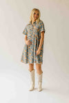 The Maribeth Floral Button-Up Dress in Denim
