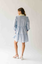 The Landry Tiered Button-Up Dress in Blue Combo