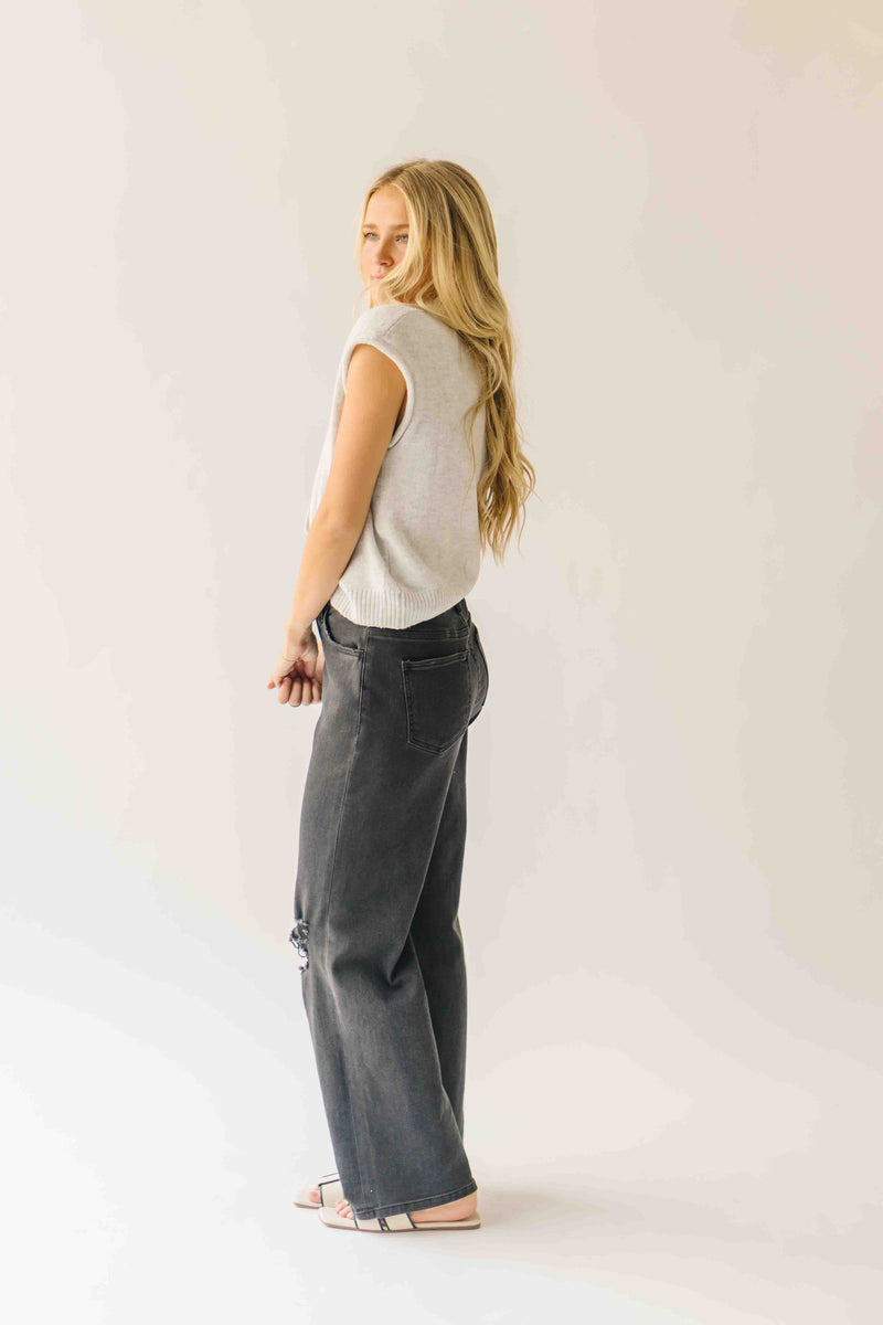 The Lottie Short Sleeved Button-Up Cardigan in Heather Grey