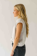 The Lottie Short Sleeved Button-Up Cardigan in Heather Grey