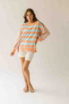 The Allison Striped Pullover in Peach + Blue Combo