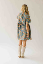 The Maribeth Floral Button-Up Dress in Denim