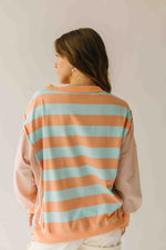 The Allison Striped Pullover in Peach + Blue Combo