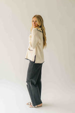 The Dollen Contrast Stitched Sweater in Ivory + Black